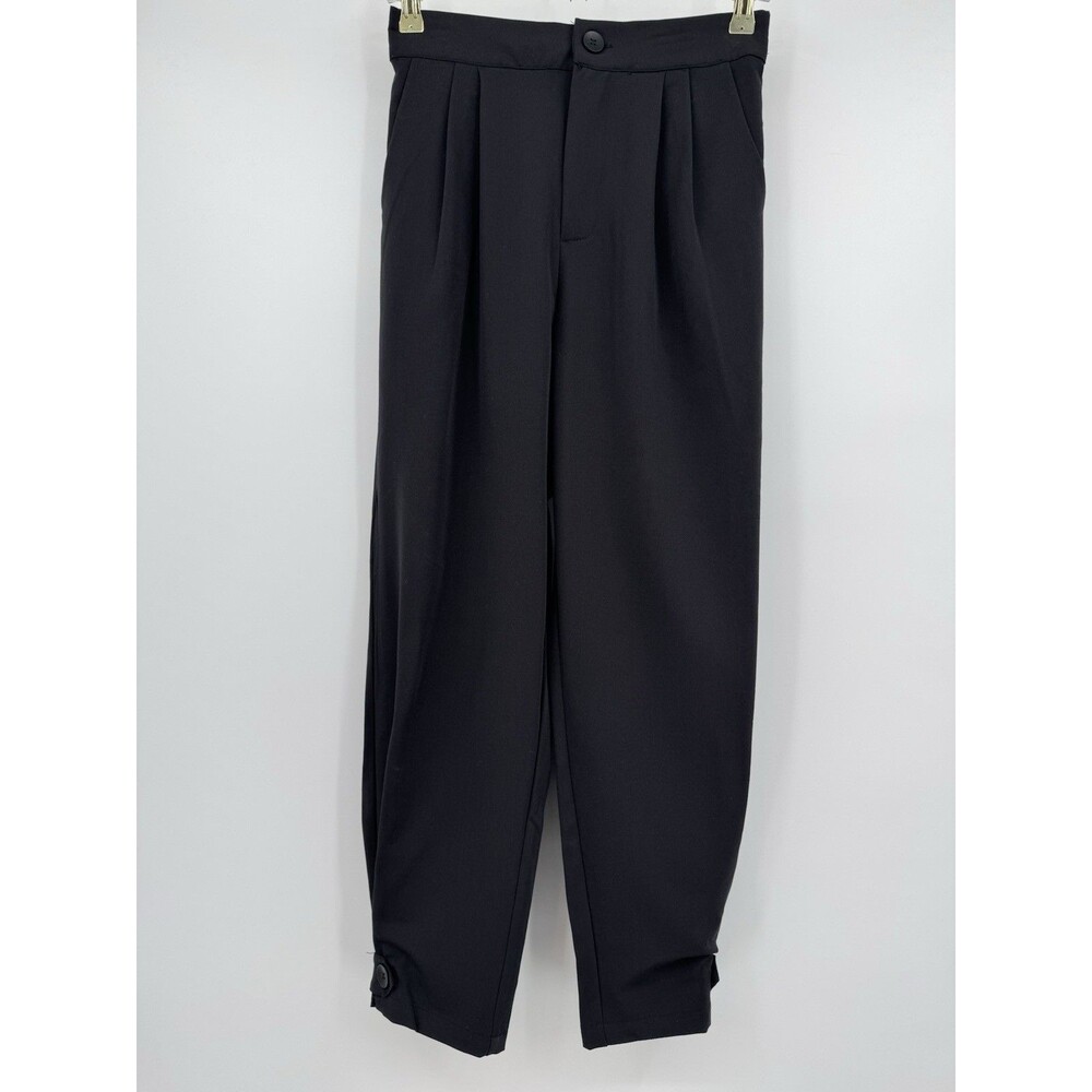 Dazy Baggie Ankle Pants Womens Large Black Pleated Front Minimalist Basic Slacks